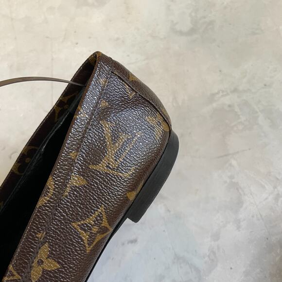 Louis Vuitton Brown Monogram Loafers with Gold Accent - Picture 7 of 12
